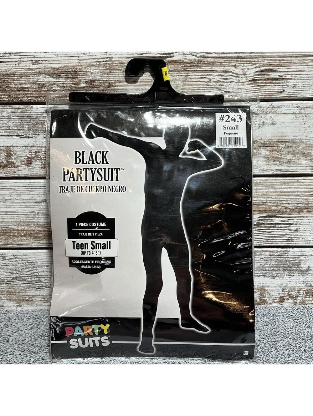 Black Bodysuit MORPHSUIT Partysuit Costume Amscan #243 (NEW) Teen Small 4’5”